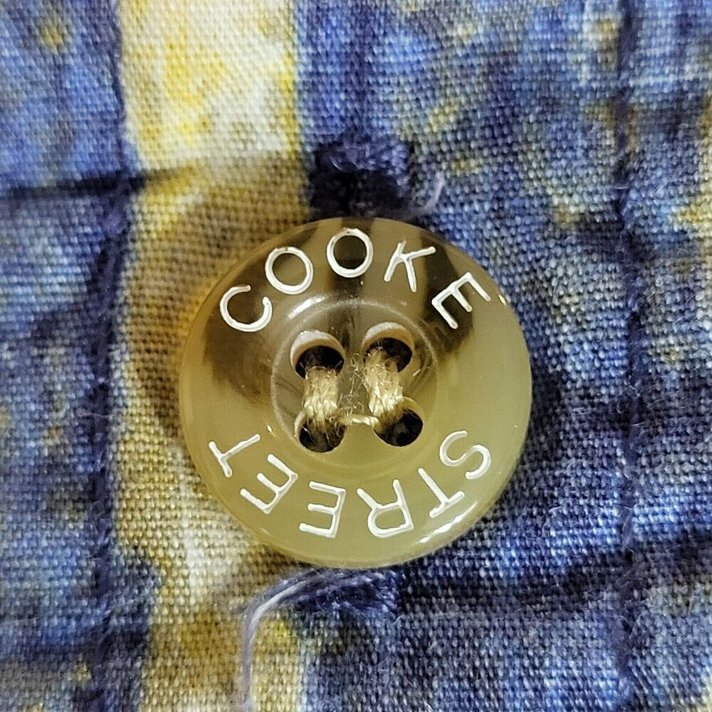 Men's X-Large Vintage Hawaiian All Cotton Blue Gold Shirt Cooke Street USA Made - Picture 12 of 13